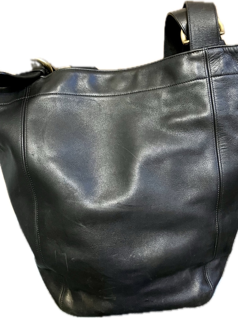 Coach Black Leather Large Shoulder Tote with Brass Hardware - Picture 2 of 10